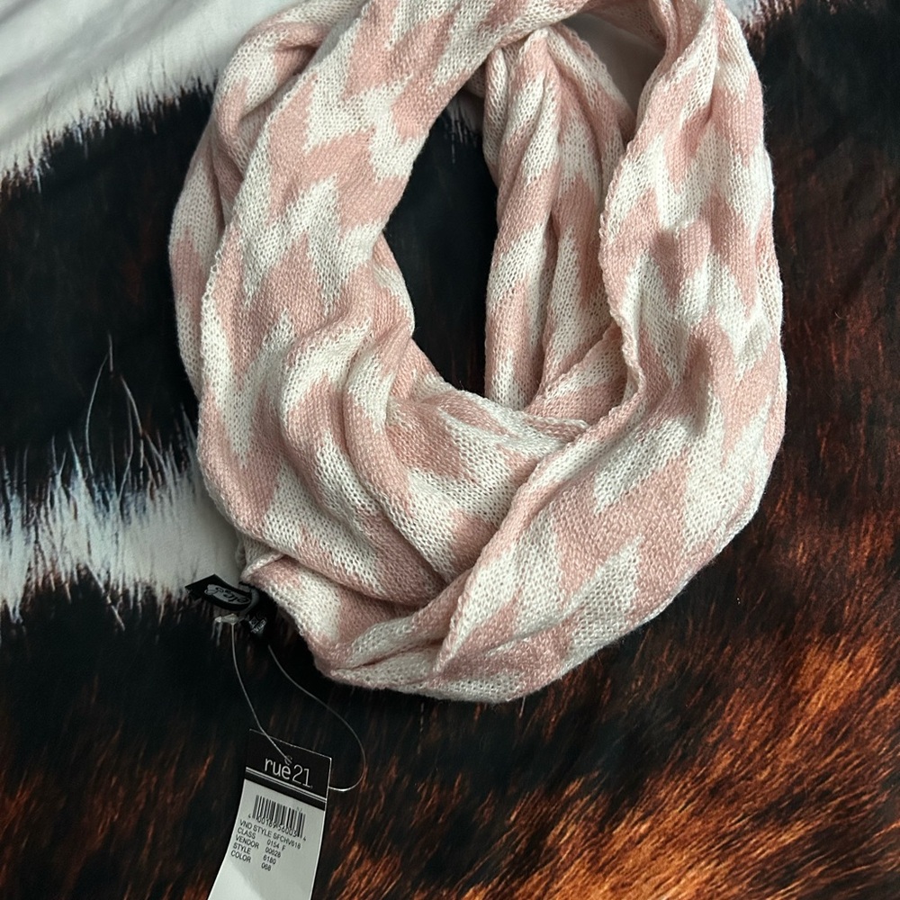 Rue21 Pink and White Chevron Scarf